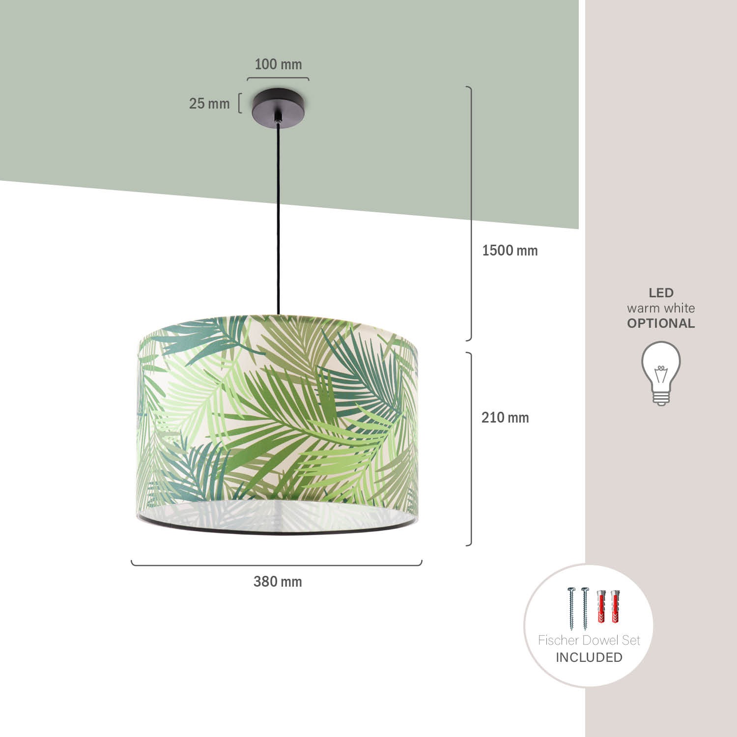 Küchenlampe Palme Jungle »Ostende BAUR 534«, Esstisch Wohnzimmer Lampenschirm Paco | Home Modern Pendelleuchte flammig-flammig, 1