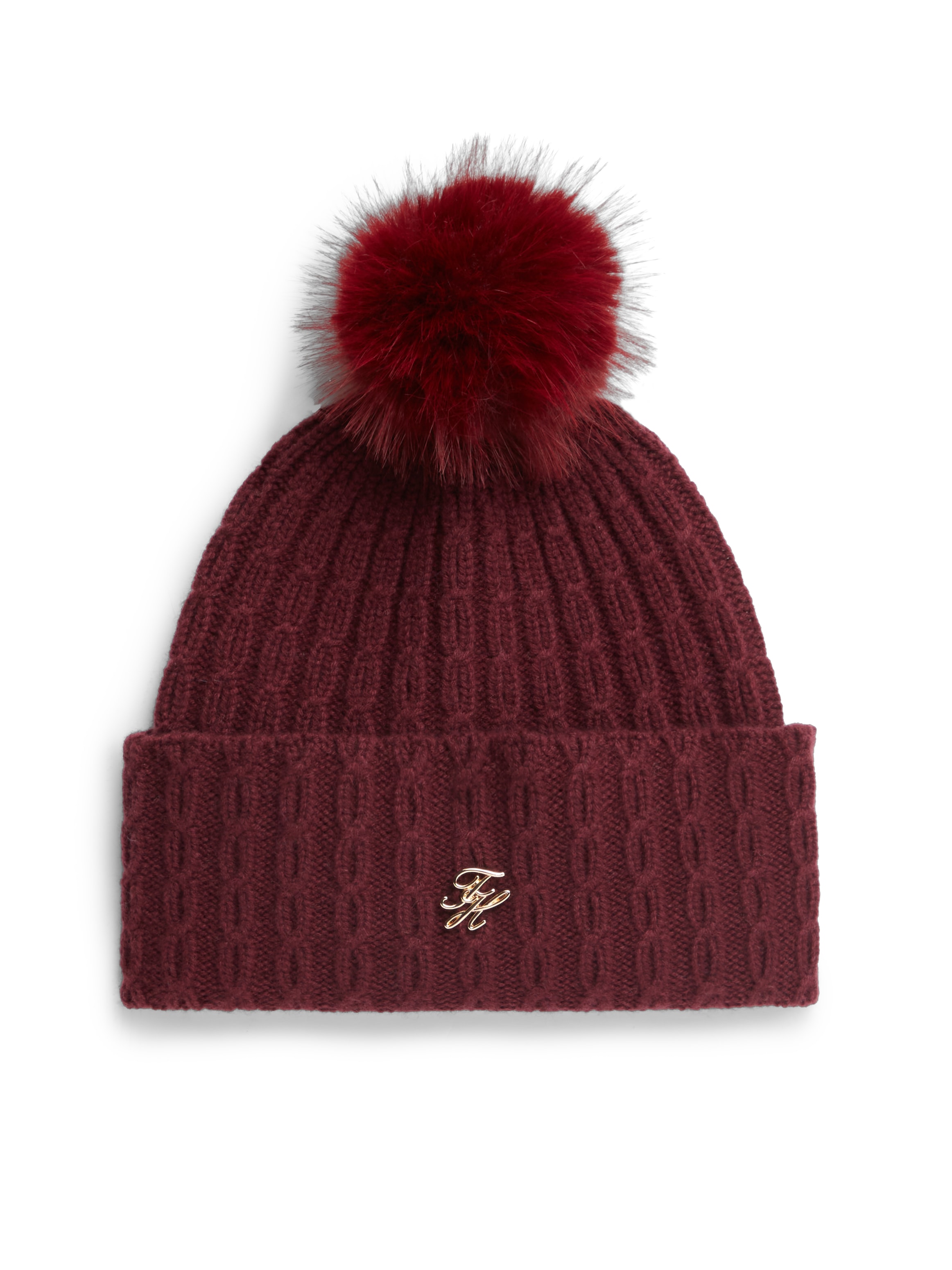 Tommy Hilfiger Beanie "TH SCRIPT CABLE POM" mit Kaschmiranteil