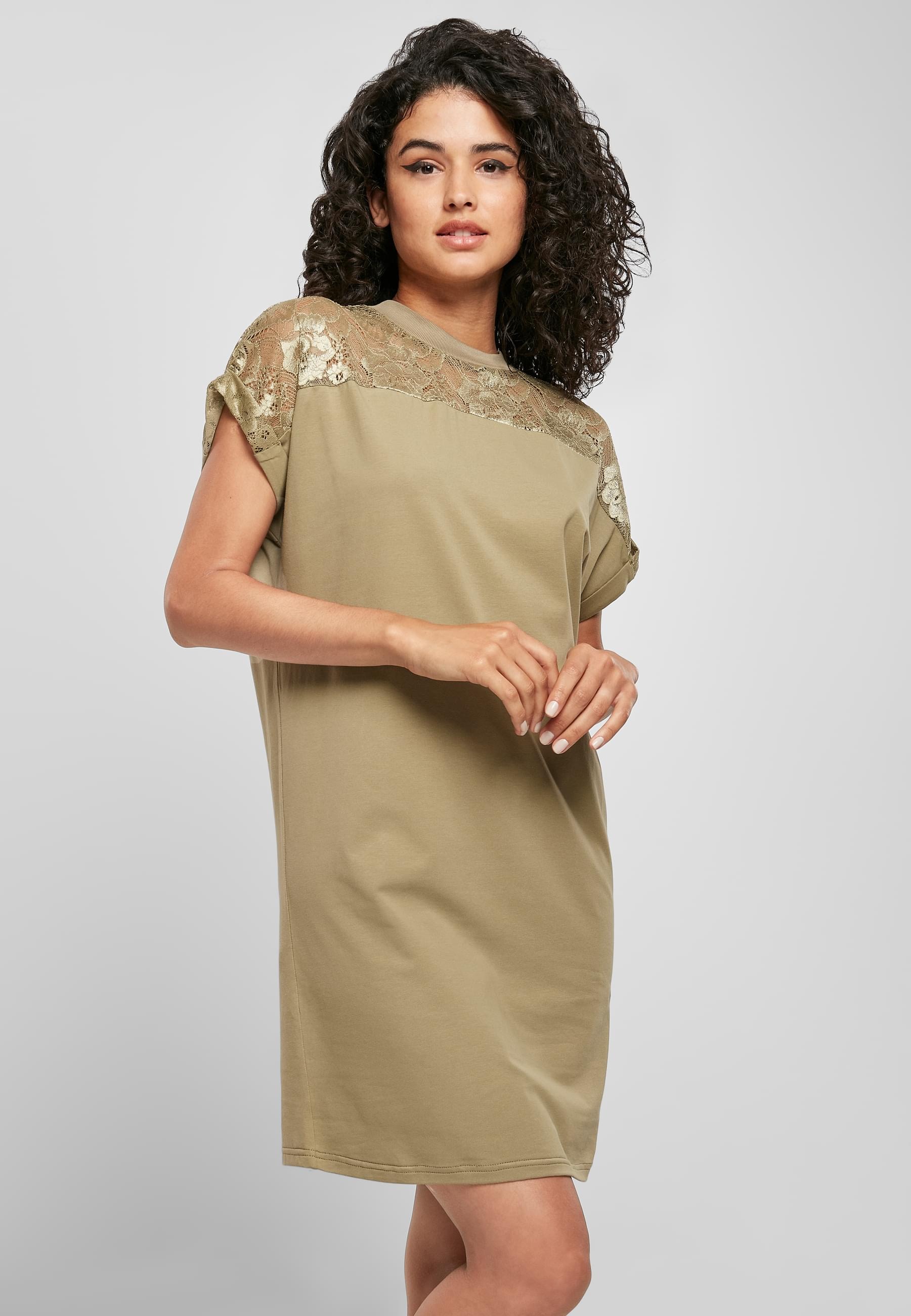 URBAN CLASSICS Shirtkleid »Urban Classics Damen Ladies Lace Tee Dress«, (1 tlg.)