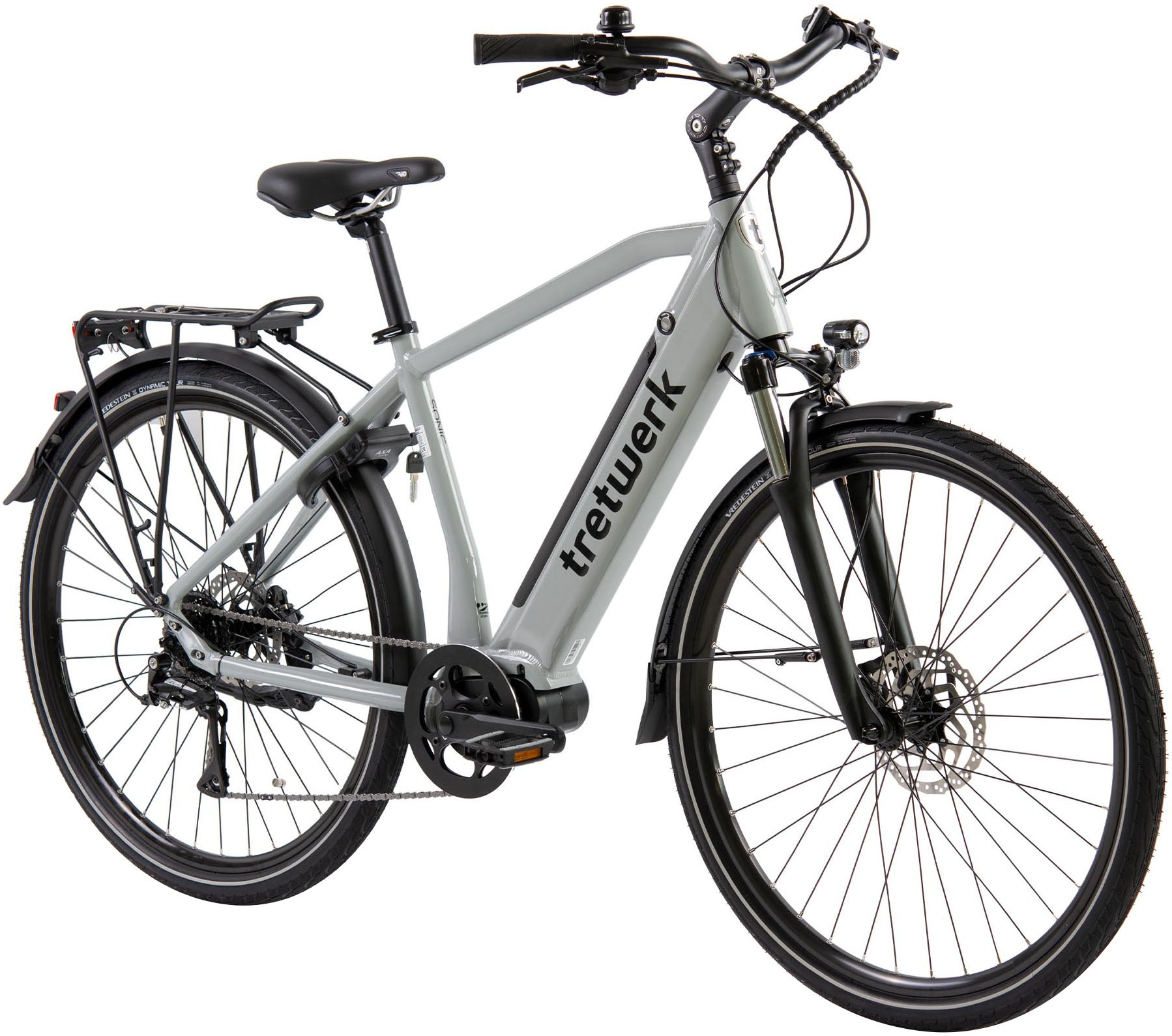 Tretwerk E-Bike "Sonic", 8 Gang, Shimano, Acera M3020 SGS, Mittelmotor 250 W, Pedelec, Elektrofahrrad für Damen u. Herre