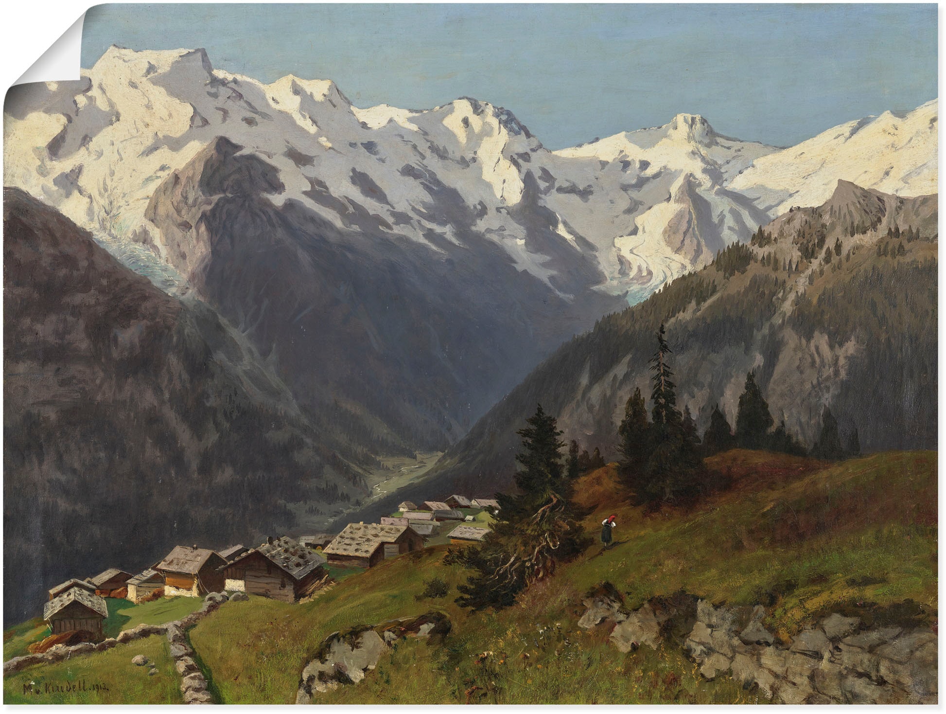 Artland Kunstdruck "Mürren im Berner Oberland, Schweiz. 1913", Berge & Alpenbilder, (1 St.), als Alubild, Leinwandbild, 