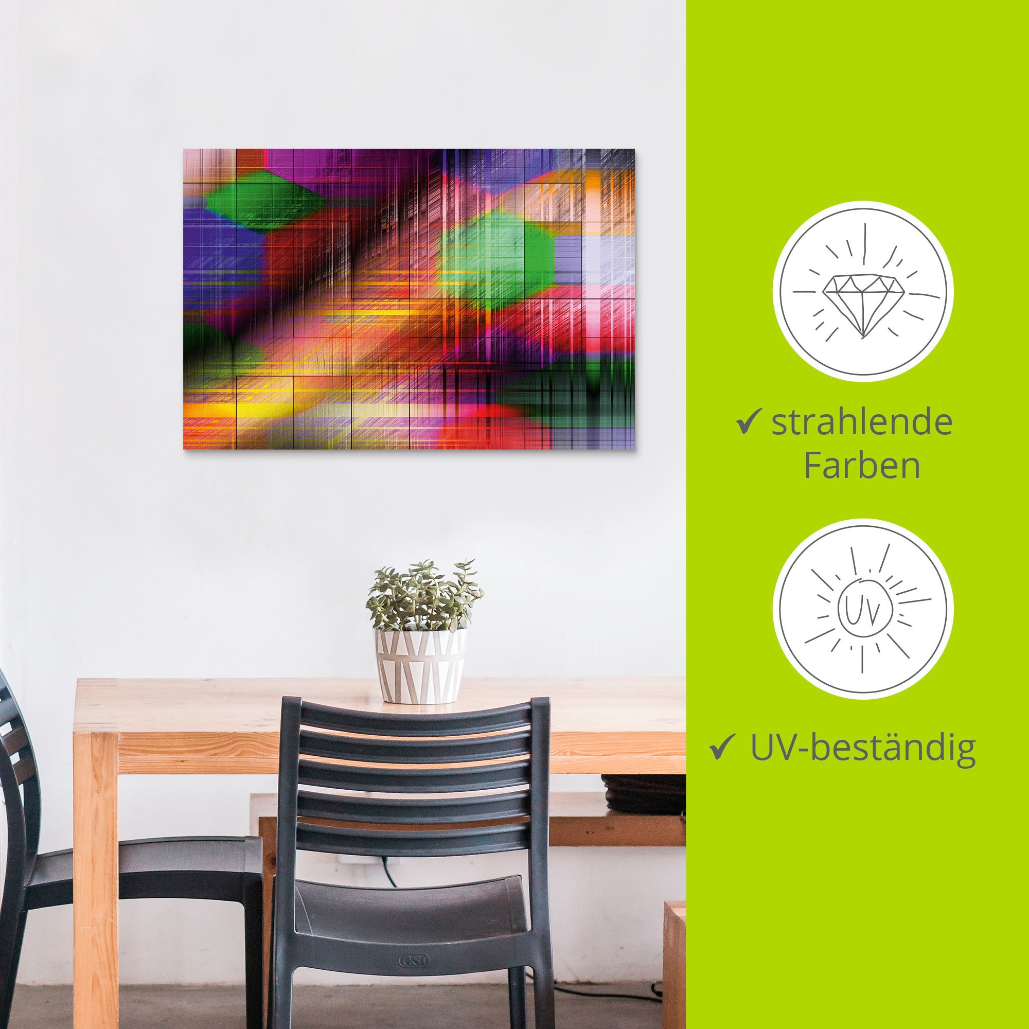 Artland Alu-Dibond-Druck »Bunte Linien II«, Muster, (1 St.), für Innen- und Außenbereich geeignet, Outdoorbild