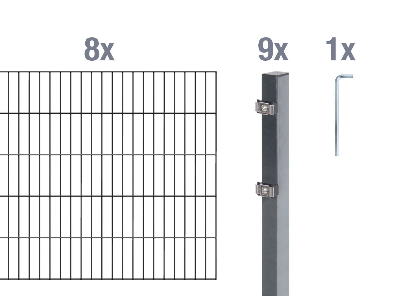 Alberts Doppelstabmattenzaun "Grundset" Höhe: 80-200 cm, Gesamtlänge: 4-30 m, zum Einbetonieren