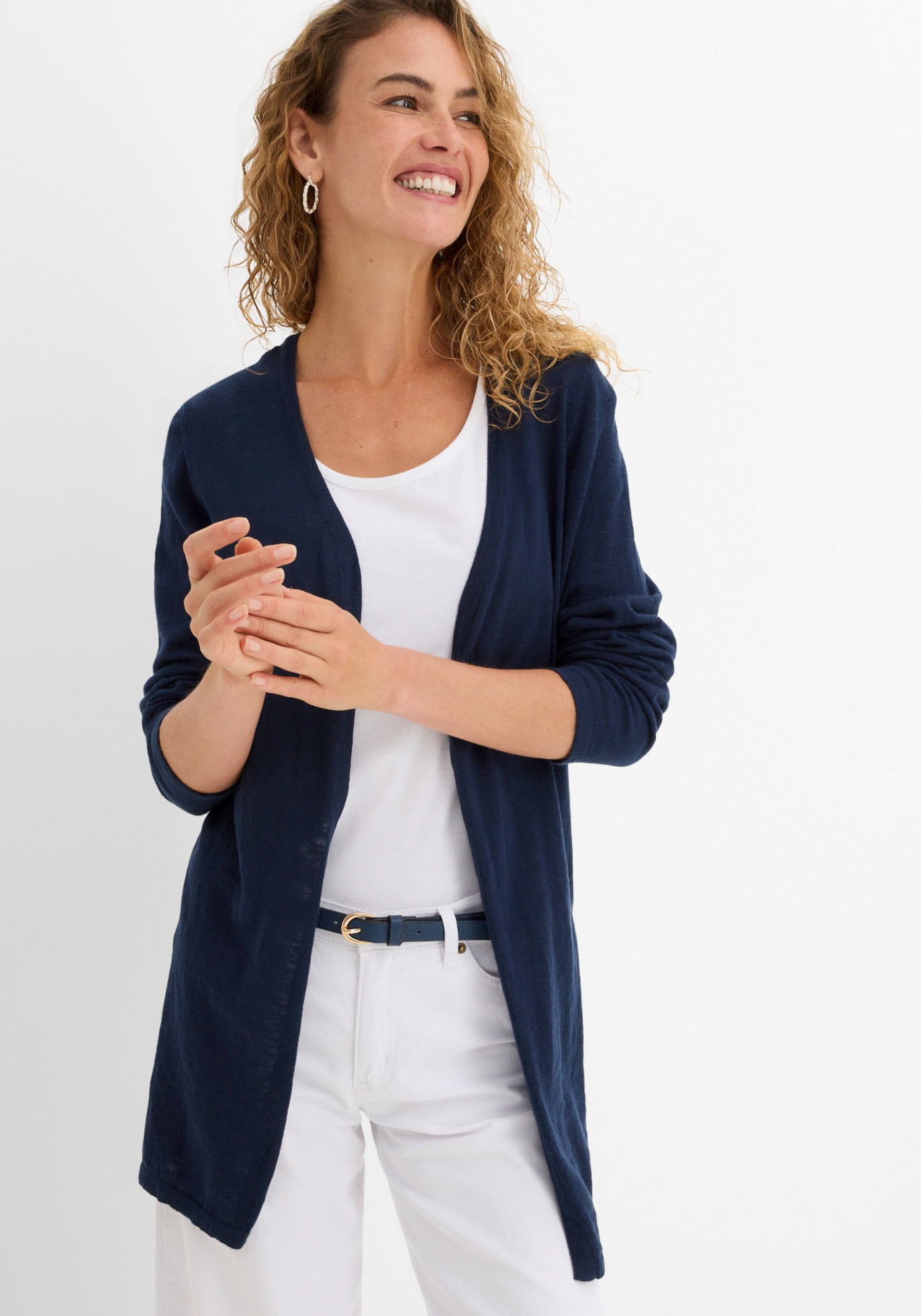 bonprix Strickjacke lockere Passform, leichter Slub-Strick, Casual Stil, aus Baumwolle