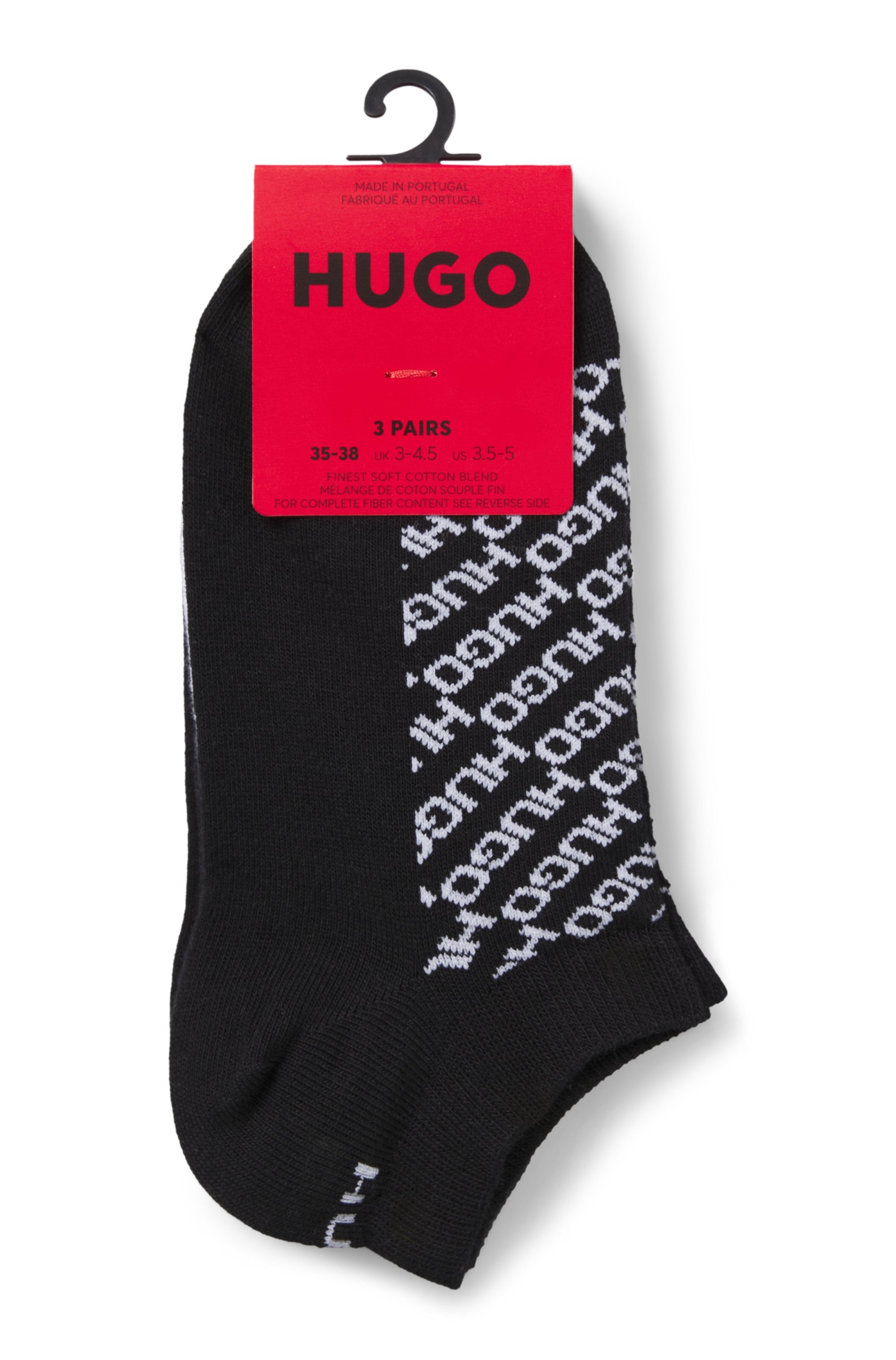 HUGO Underwear Sneakersocken »3P AS SLANTMONO CC W«, (3 Paar), mit Logo Details