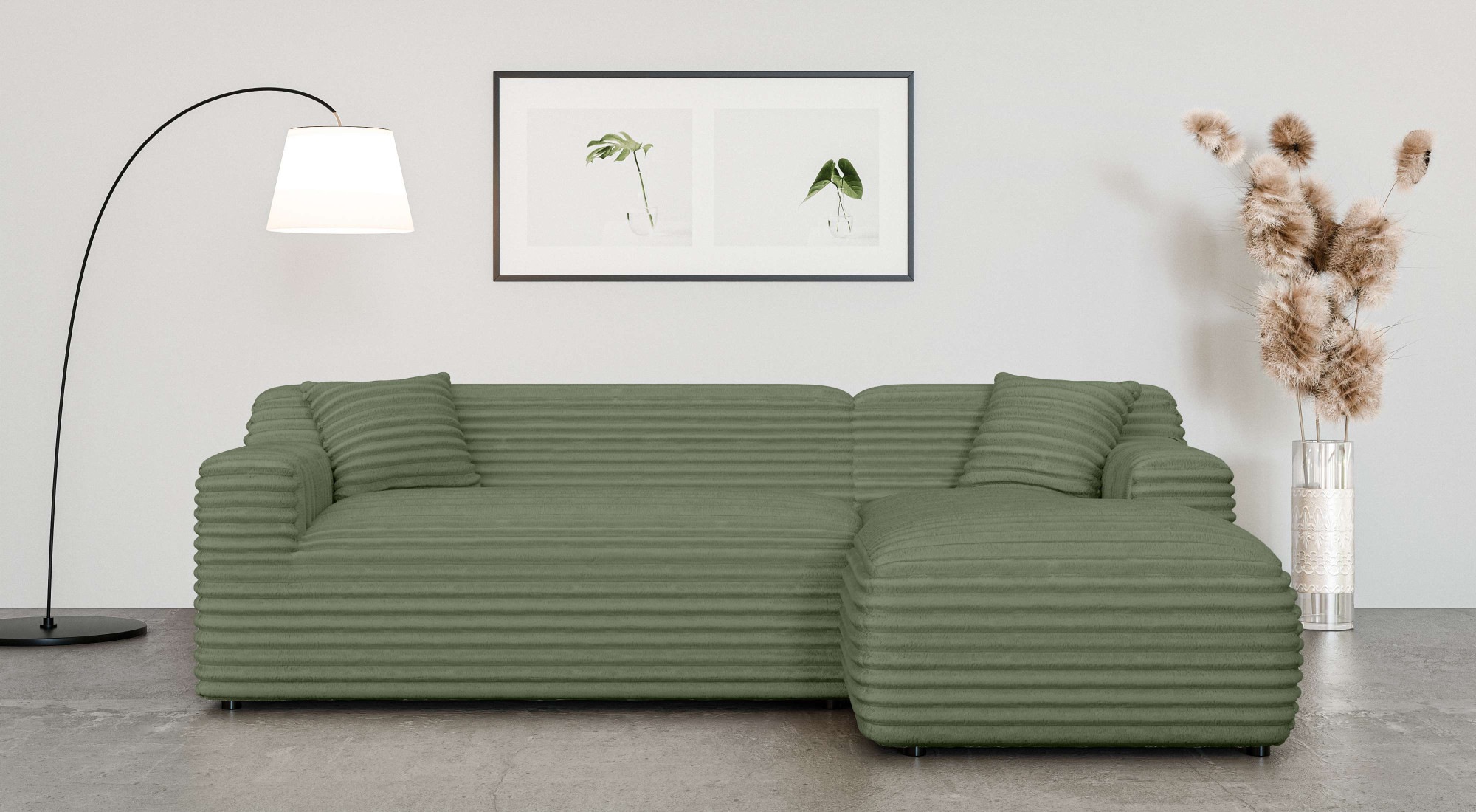 Home affaire Ecksofa »LILLIANA Designsofa, L-Form mit Recamiere rechts/links bestellbar«, L-Form mit Wellenunterfederung, Maße B/T/H: 256/160/76 cm