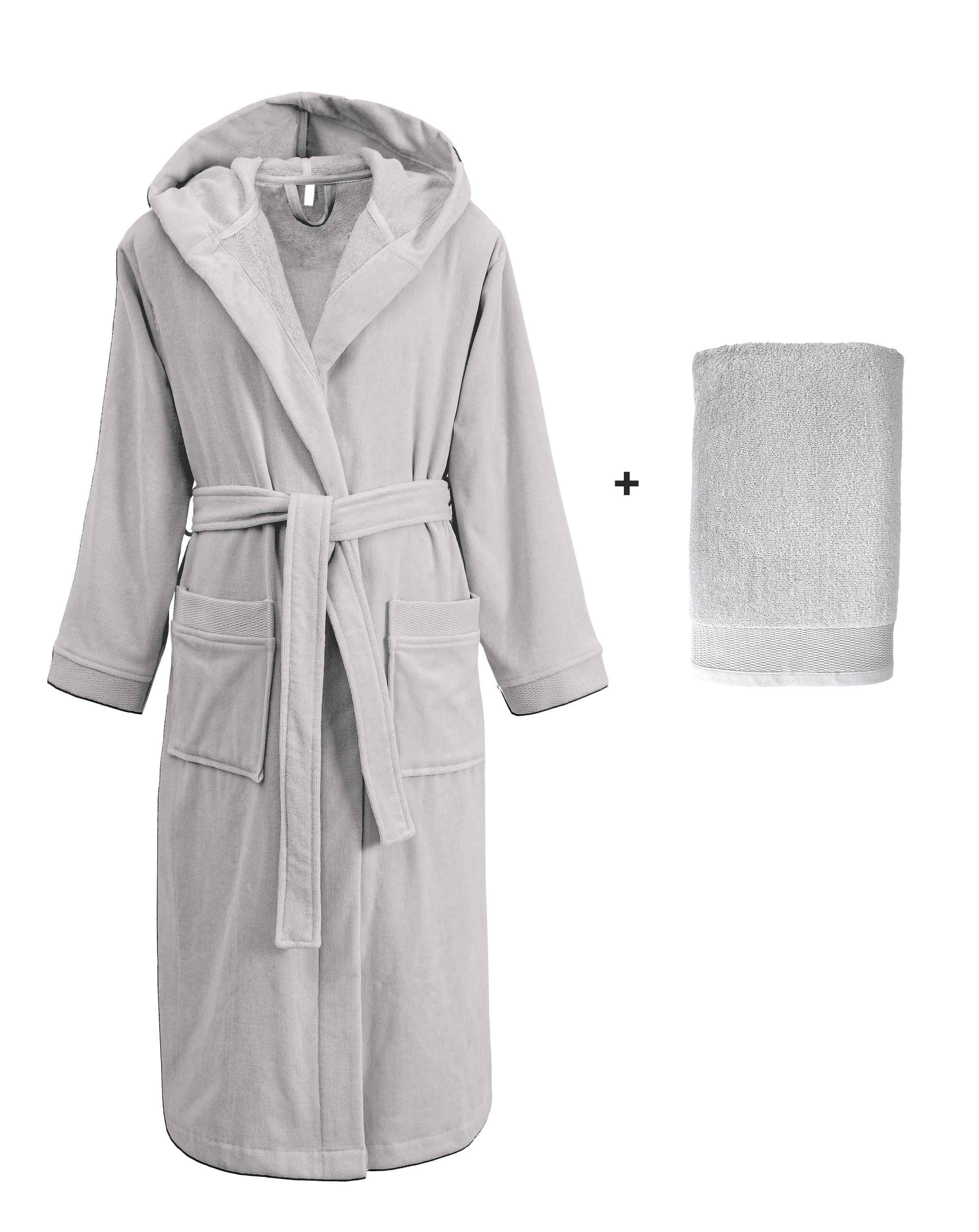OTTO home Unisex-Bademantel »Fenya, 330 g/m², ideal für Sauna & Spa, Hotelbademantel, Morgenmantel«, (1 St.), Reißverschlusstaschen, weich mit GRATIS-Zugabe: 1x Duschtuch 70x140 cm