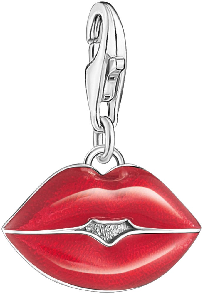 THOMAS SABO Damen Charm-Einhänger "roter Kussmund", bunt, Silber 925 (recycelt), Charms