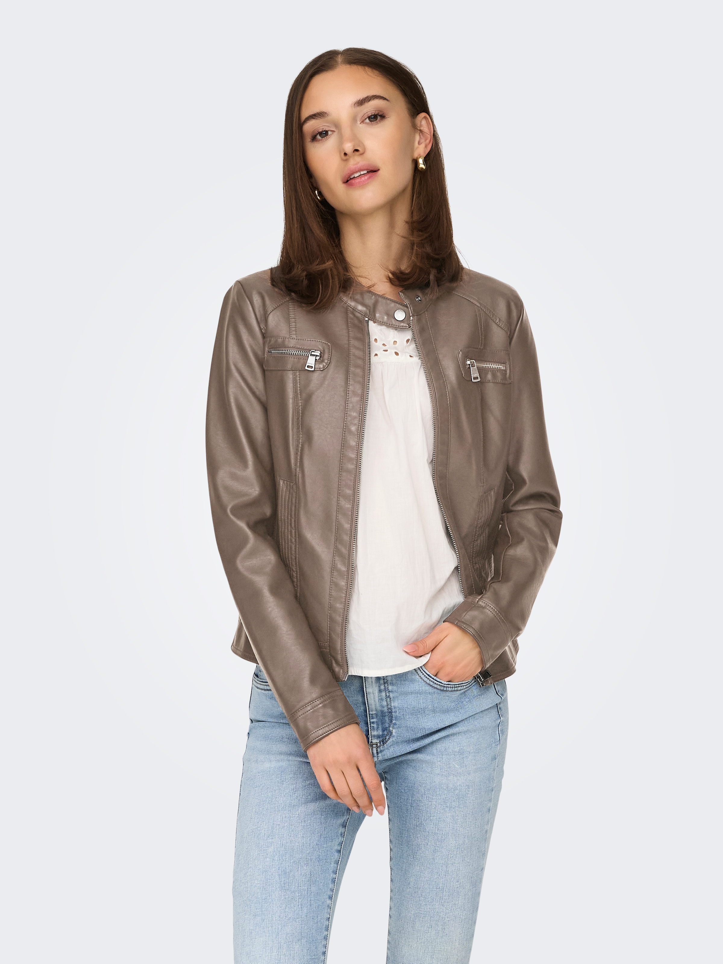 ONLY Lederimitatjacke "ONLBANDIT FAUX LEATHER BIKER NOOS OTW", in kurzer, m günstig online kaufen