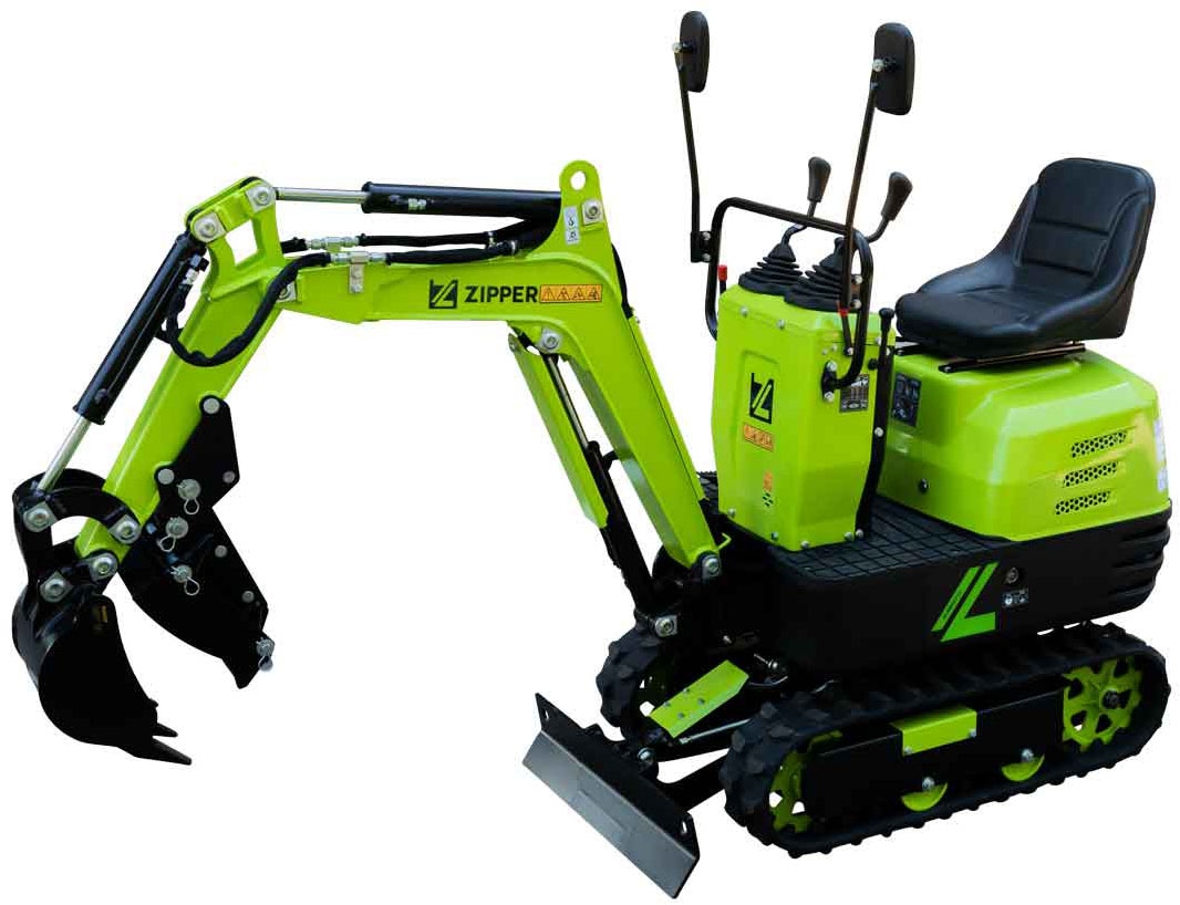 ZIPPER Minibagger Set,  6,3 kW Benzinmotor mit Elektrostarter