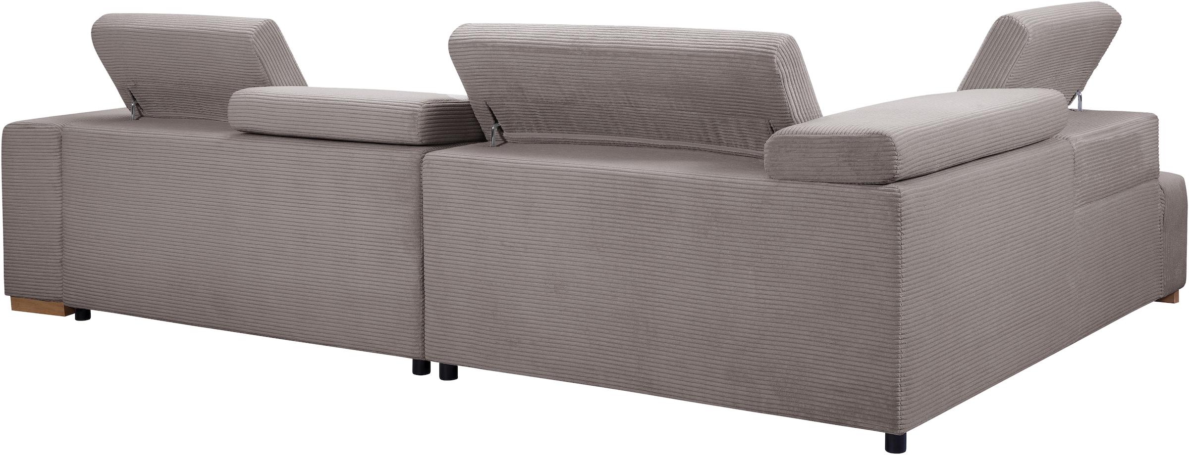 exxpo - sofa fashion Ecksofa »Elianos, hoher Sitzkomfort, aufwendige Kreuzsteppung im Sitz, L-Form«, Kopfteile & Sitztiefe verstellbar, ohne Bettfunktion, Cord, cappuccino