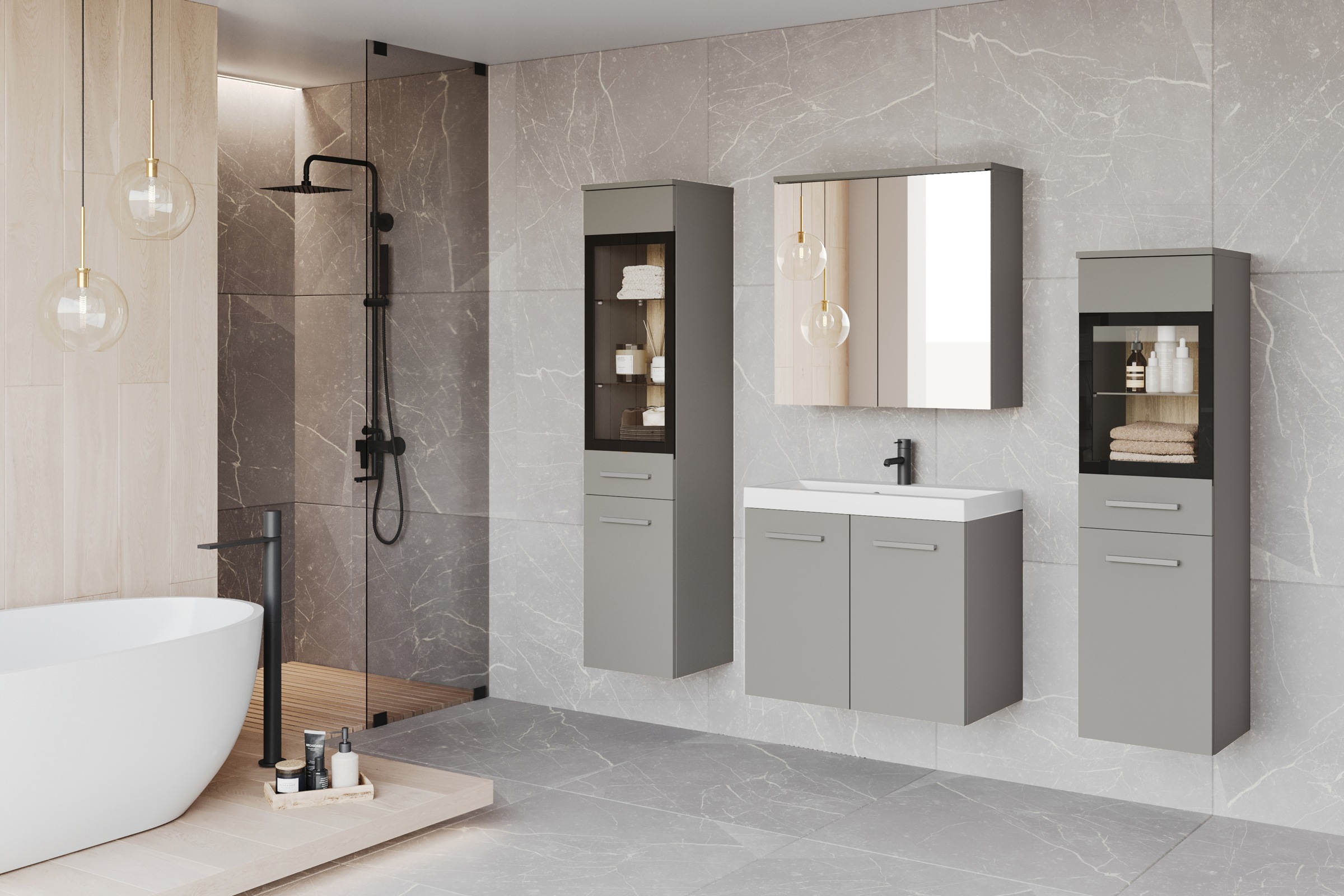 welltime Badmöbel-Set "MADRIT II, Schrank mit Waschbecken, 2 Hänger, Spiege günstig online kaufen