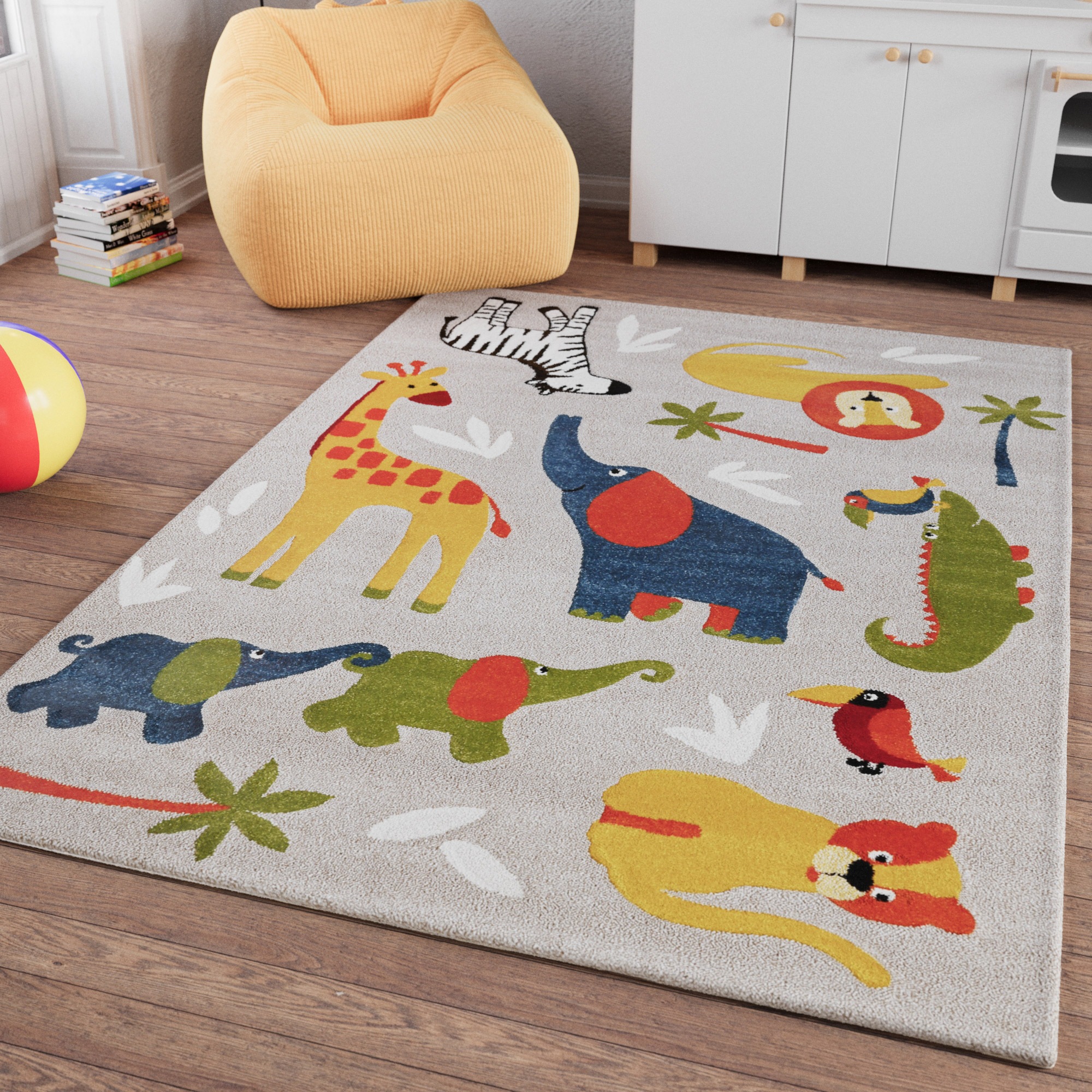 SMART KIDS Kinderteppich »Benny & Friends«, rechteckig, 10 mm Höhe, Moderner Spielteppich, strapazierfähig, pflegeleicht, Konturenschnitt