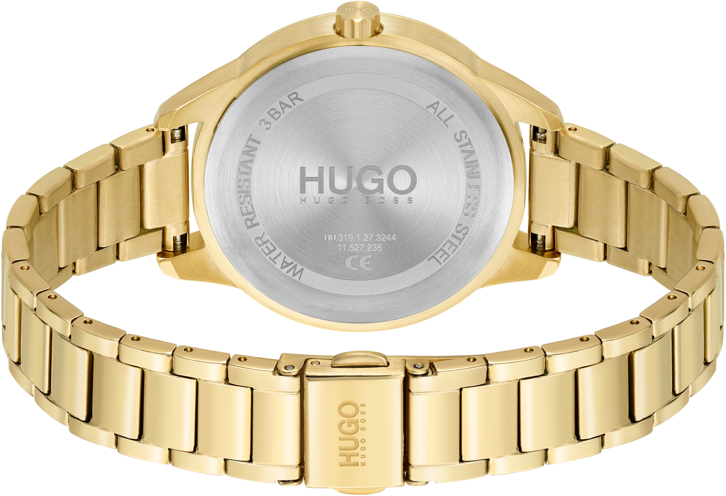 HUGO Multifunktionsuhr »#FRIEND, 1540091«, Quarzuhr, Armbanduhr, Damenuhr, Datum, 12/24-Stunden-Anzeige