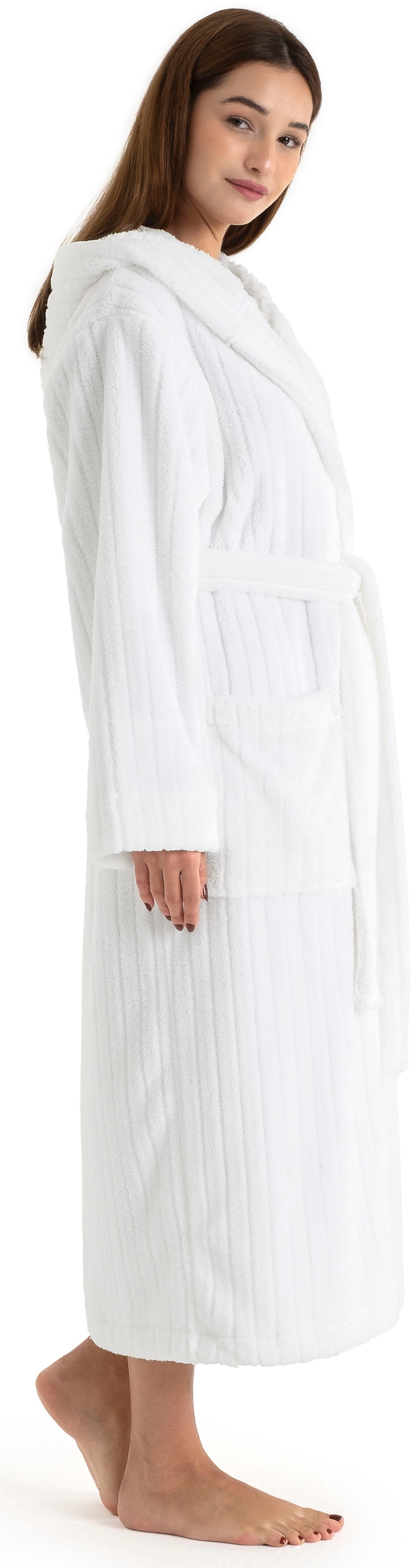 LeGer Home by Lena Gercke Unisex-Bademantel »Lovina gestreift, ideal für Sauna & Spa, Hotelbademantel, Morgenmantel« 1 Stk. kuschelig weicher Fleece, plüsch, für Damen und Herren, XS-3XL