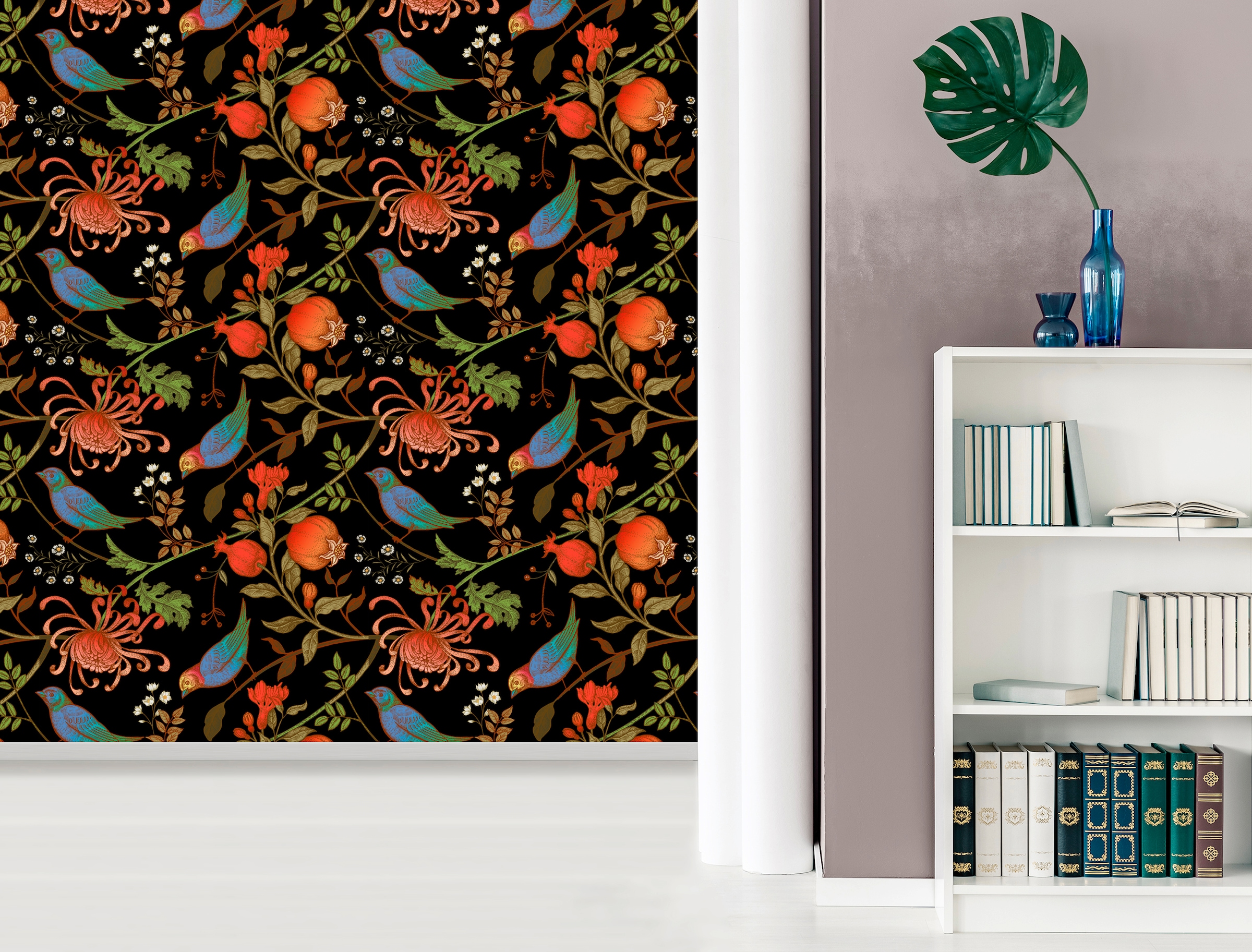 queence Vinyltapete »Fine«, bedruckt-Motiv-botanisch-floral-gemustert-natürlich, 90x250cm, selbstklebend, kinderleichte Anbringung, Sticker