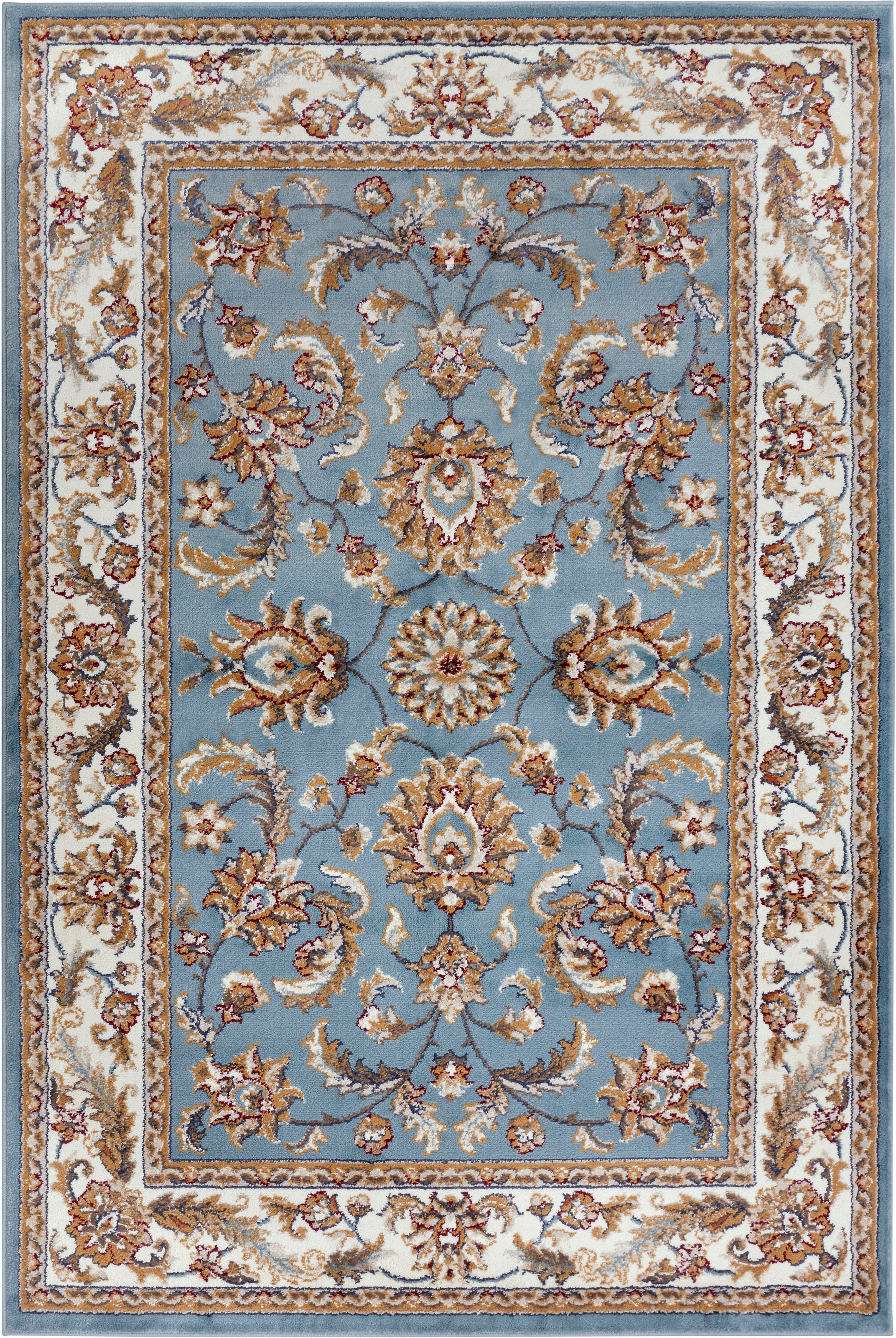 THE RUGS Reni Luxor Oriental Vintage Short Pile Living Room Rug Runner in Duck Egg Blue | Size: 57cm x 90cm