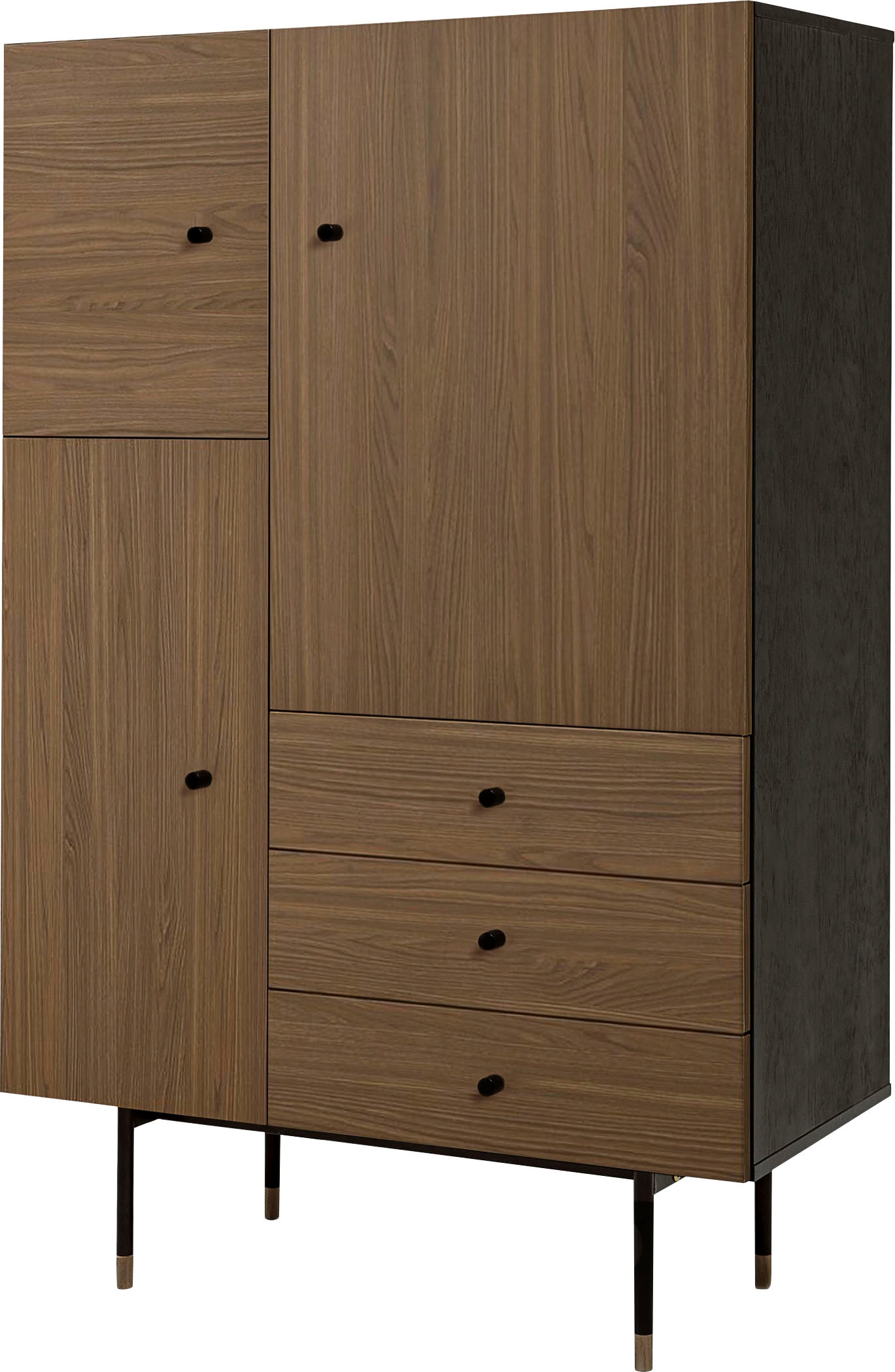 Woodman Highboard »Daniel«, Stauraumschrank mit Holzfurnier aus Walnussbaum, Breite 90 cm
