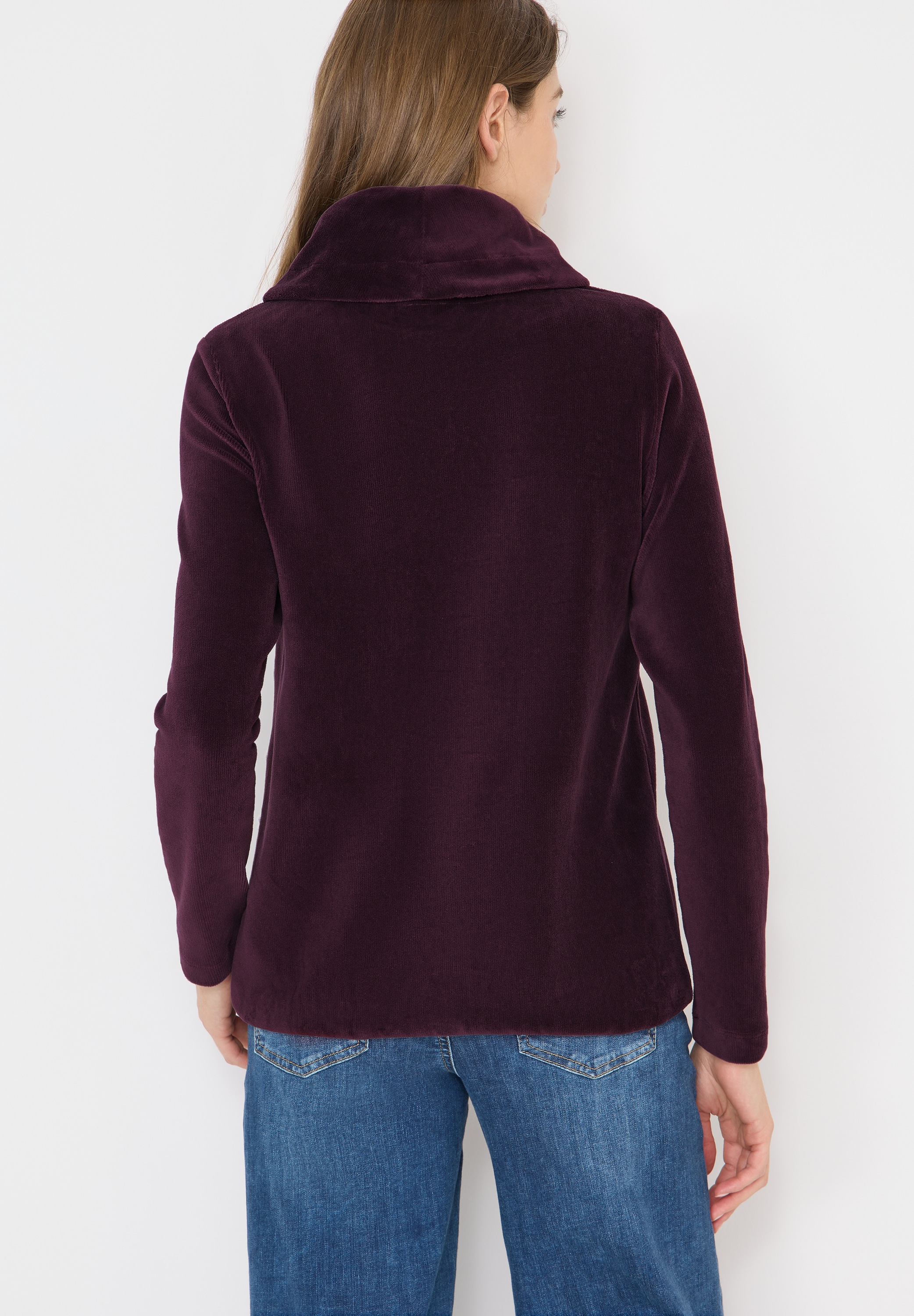 Cecil Rundhalspullover Cord Shirt mit großem Kragen