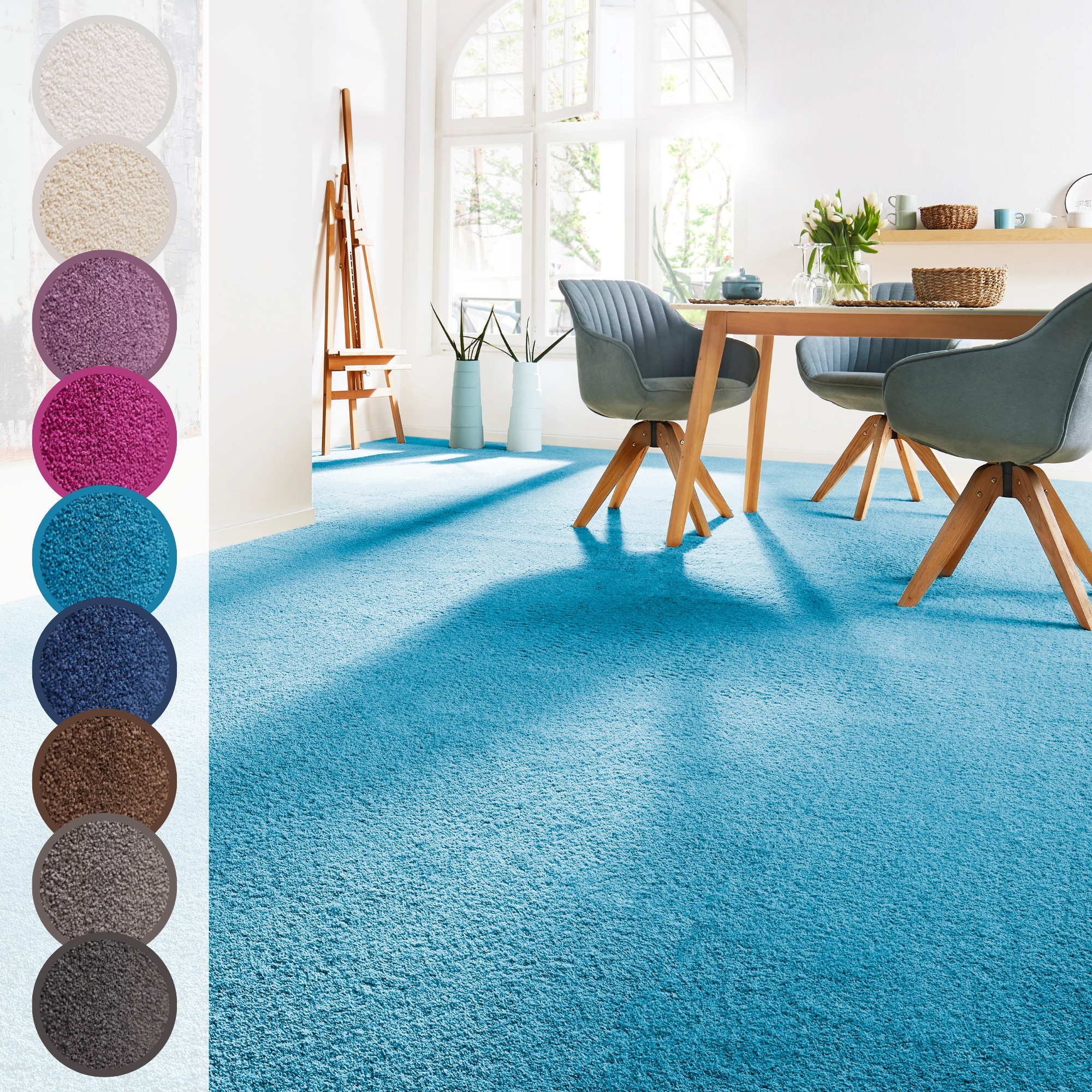 Andiamo Teppichboden "Sophie, Frisee-Velours, Gesamthöhe 12 mm, Luxusklasse LC3" rechteckig Uni Farben, Breite 400 cm oder 500 cm, strapazierfähig & pflegeleicht