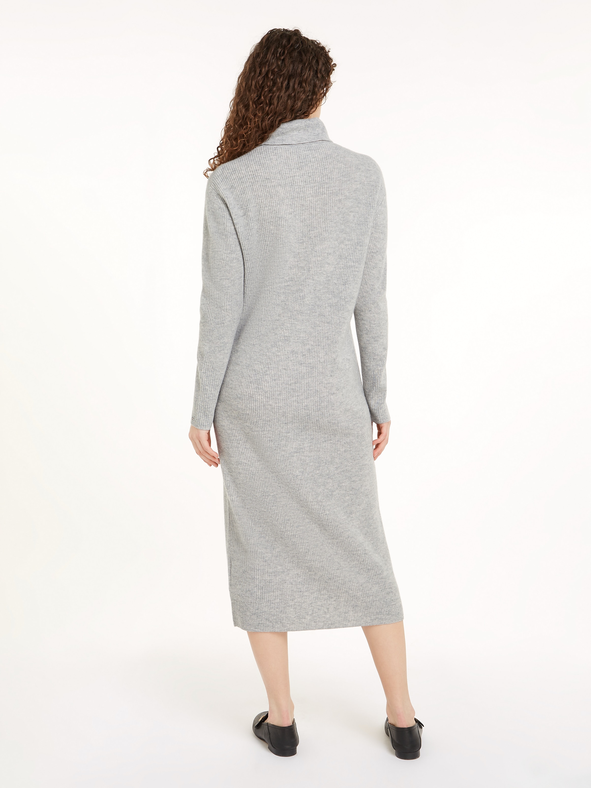 Tommy Hilfiger Strickkleid "WOOL CASH ROLL-NK LONG DRESS", mit Logostickere günstig online kaufen