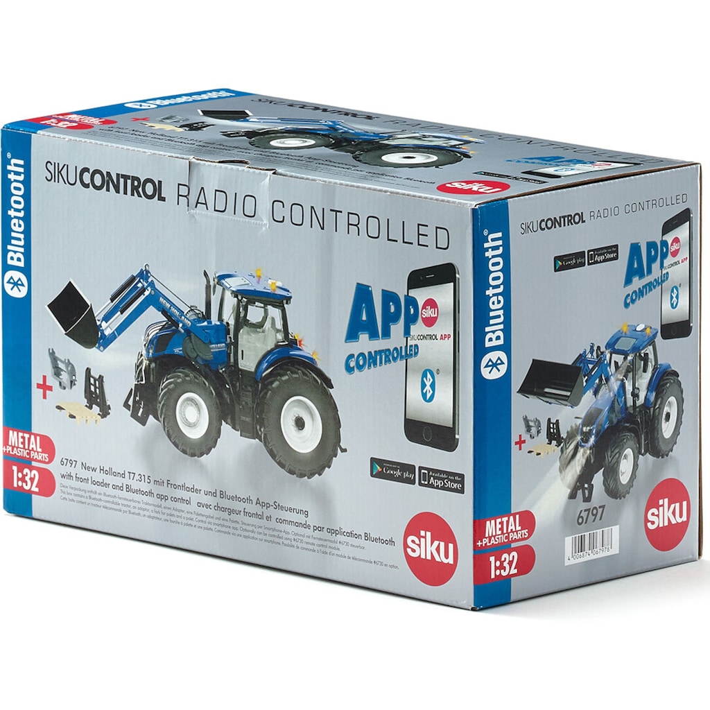 Siku RC-Traktor »SIKU Control, New Holland T7.315 mit Frontlader (6797)«, inkl. Bluetooth App-Steuerung; mit Licht