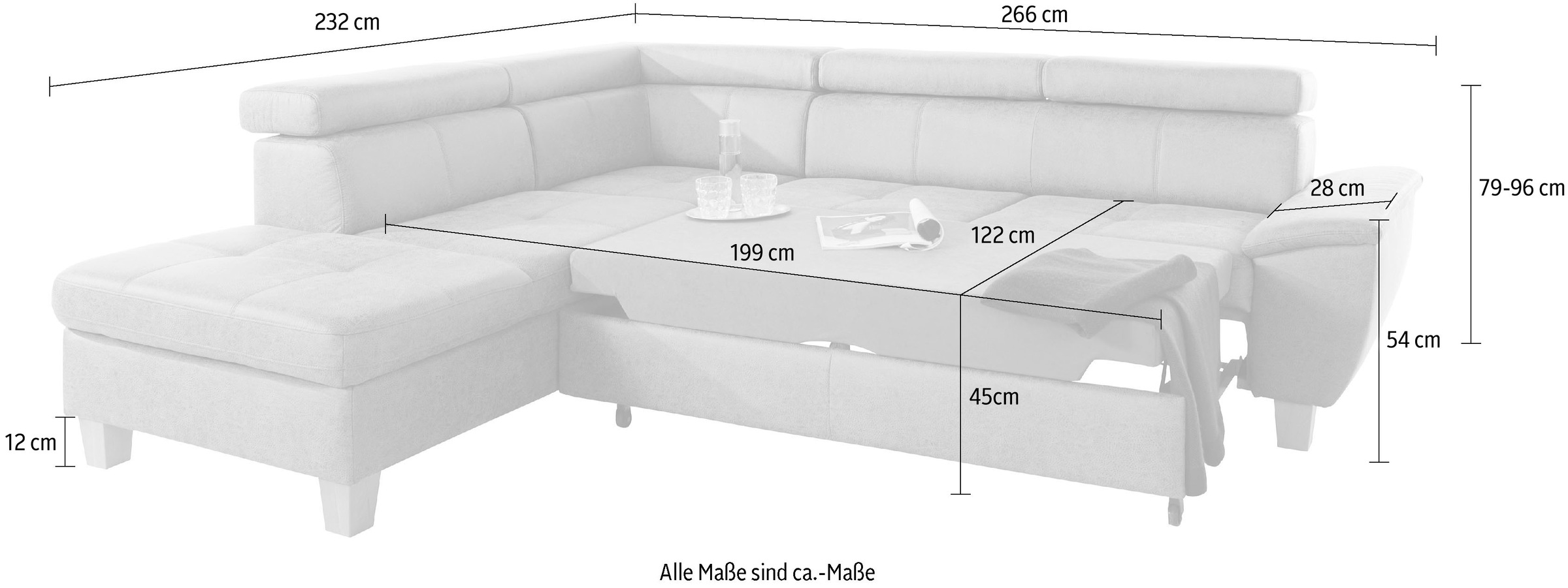 exxpo - sofa fashion Ecksofa »Enya, aufwendige Detailverarbeitung, hoher Sitzkomfort, bequem, L-Form«, inkl. Kopfteilverstellung, wahlweise mit Bettfunktion und Bettkasten