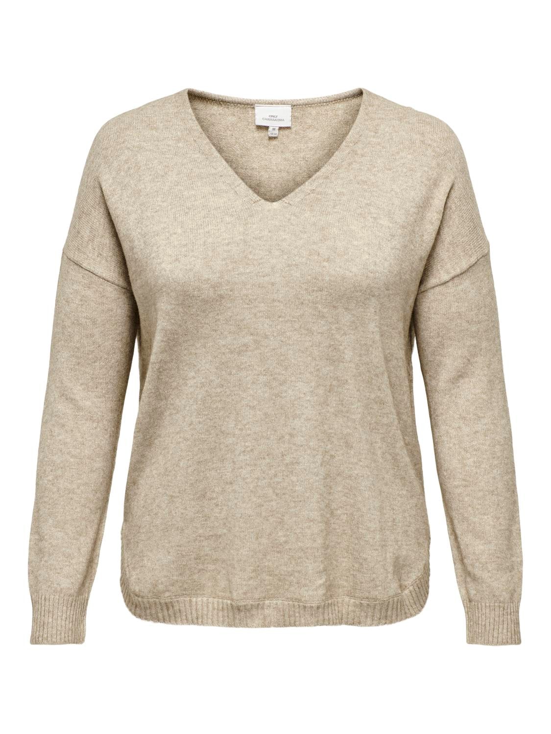 ONLY CARMAKOMA V-Ausschnitt-Pullover »CARMARGARETA LS PULLOVER KNT NOOS«