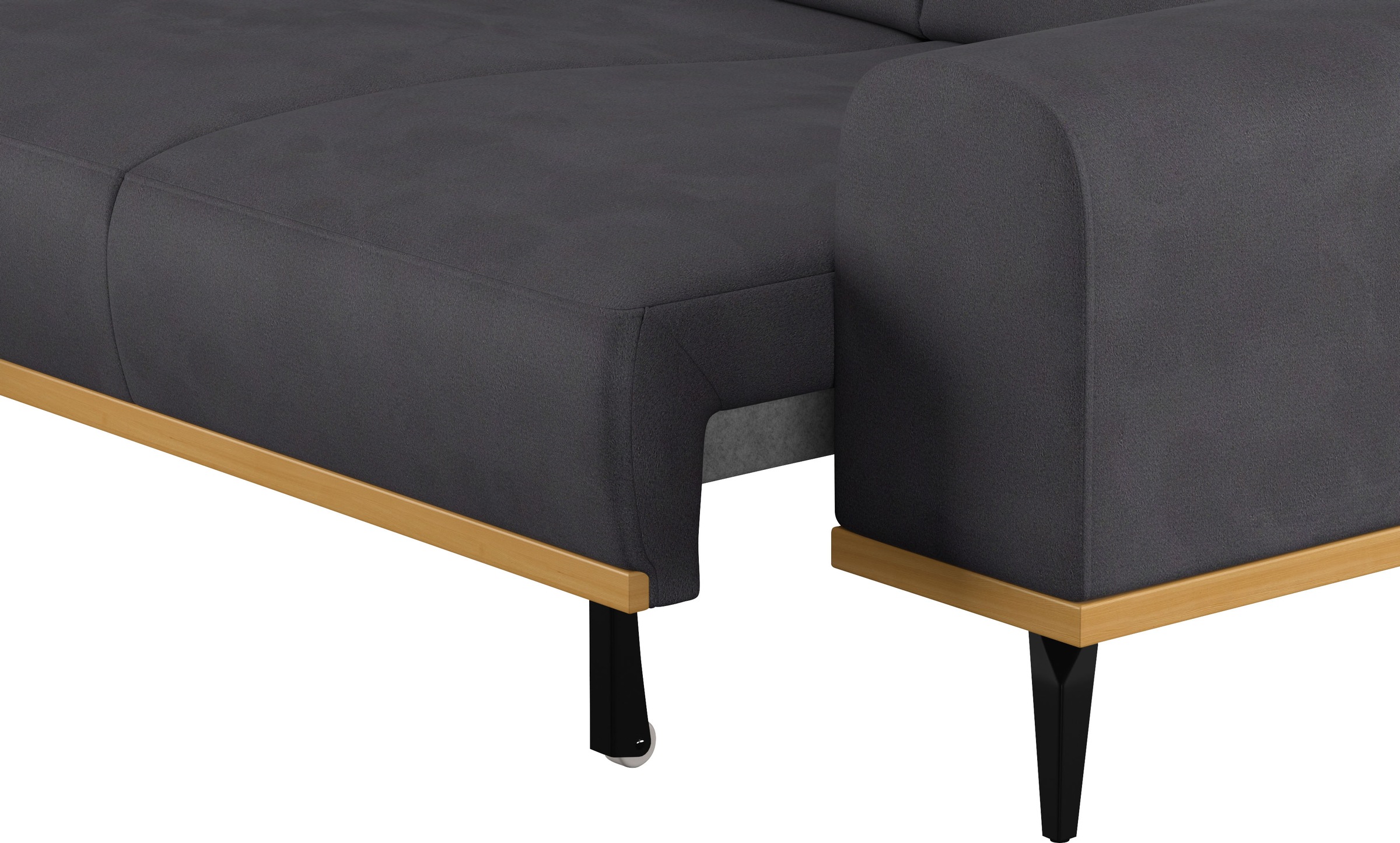 Places of Style Ecksofa »Carlo L-Form«, mit Kopfteilverstellung & Holz-Rahmenoptik, wahlweise Relaxfunktion