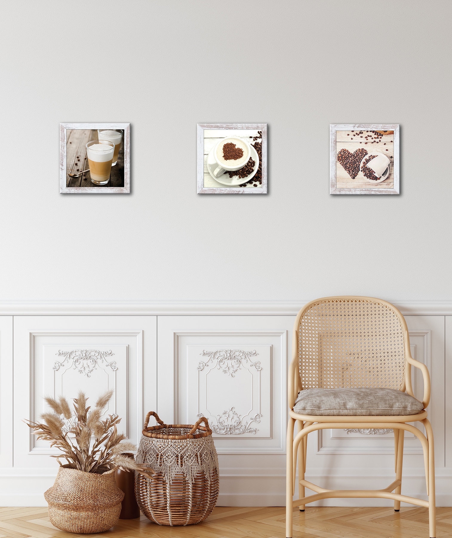 Bönninghoff Bild mit Rahmen »3er-Set gerahmte Bilder KAFFEE 3x23x23 cm – Deko für Küche & Bar« Getränke | Kaffee | Kaffee Bilder 1 Stk. tlg. mehrteiliges Bilder-Set, harmonisch aufeinander abgestimmt