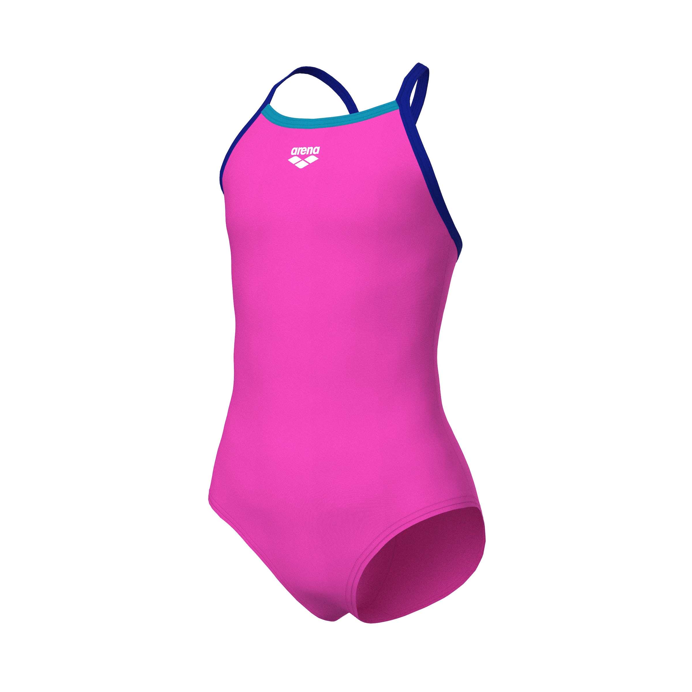 ARENA Mädchen Badeanzug "GIRL'S ARENA SWIMSUIT LIGHT DROP SOLID für Mädchen"shocking pink, neon blau, eyeblush, Gr. 128, Obermaterial: 82% Polyester,