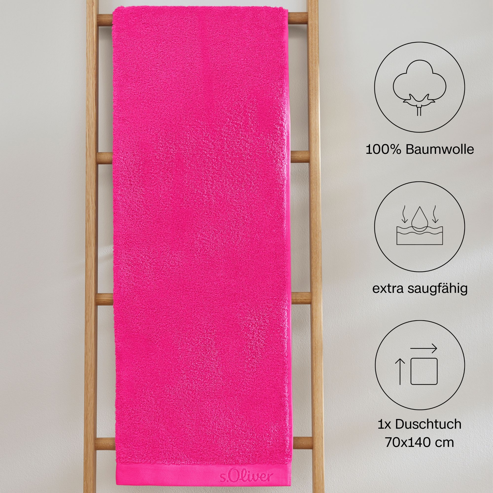 s.Oliver Duschtuch »s.Oliver, Premium Qualität, 600 gr/m², auch als Sets erhältlich«, (1 St., Badetuch 70 x 140 cm), große Farbauswahl, auch als Handtuch, Waschhandschuh, Gästetuch
