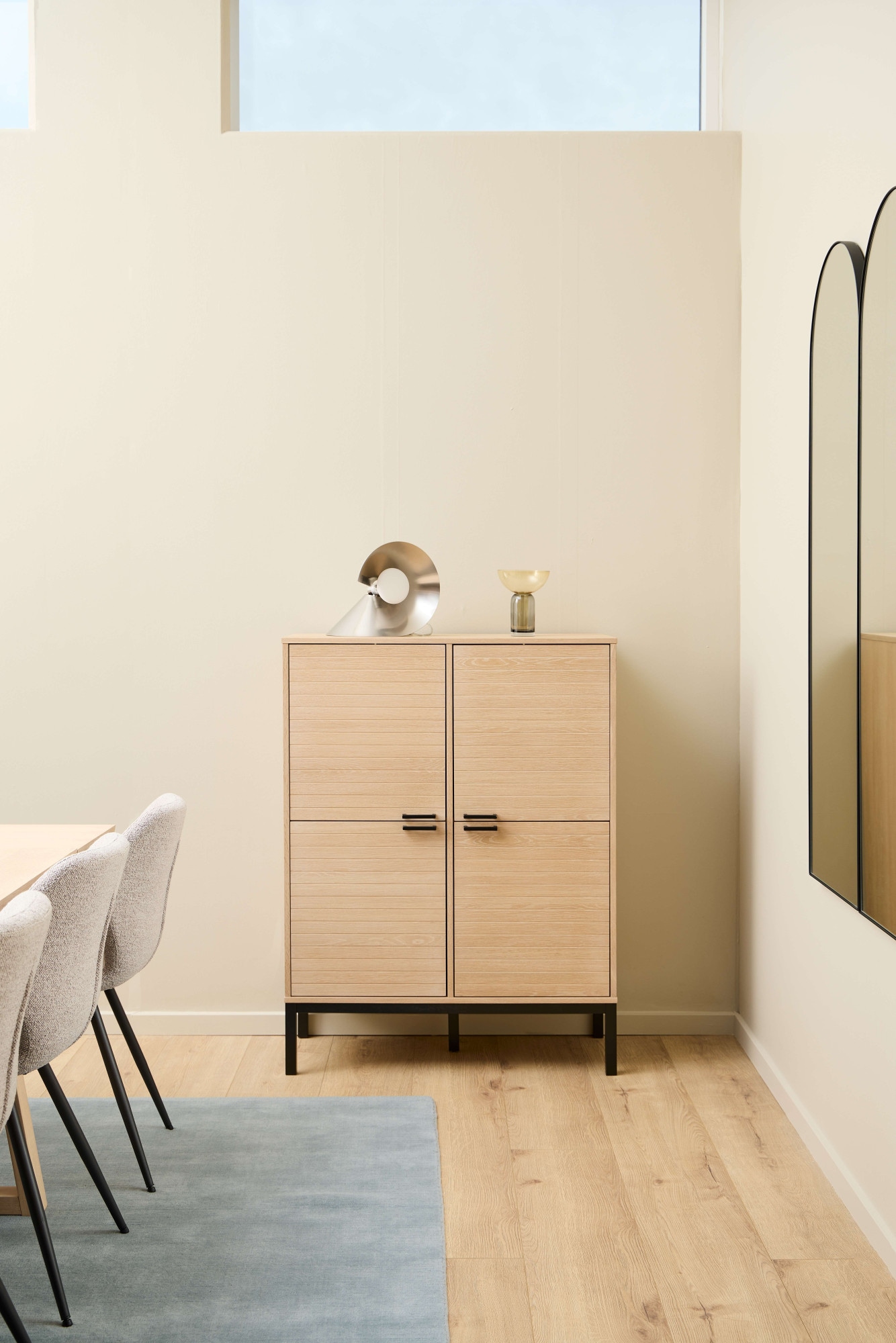 ACTONA GROUP Anrichte »Kensington«, Schrank, 4 Türen und 6 Böden weiss pigmentiert Eiche, 91x40x120cm