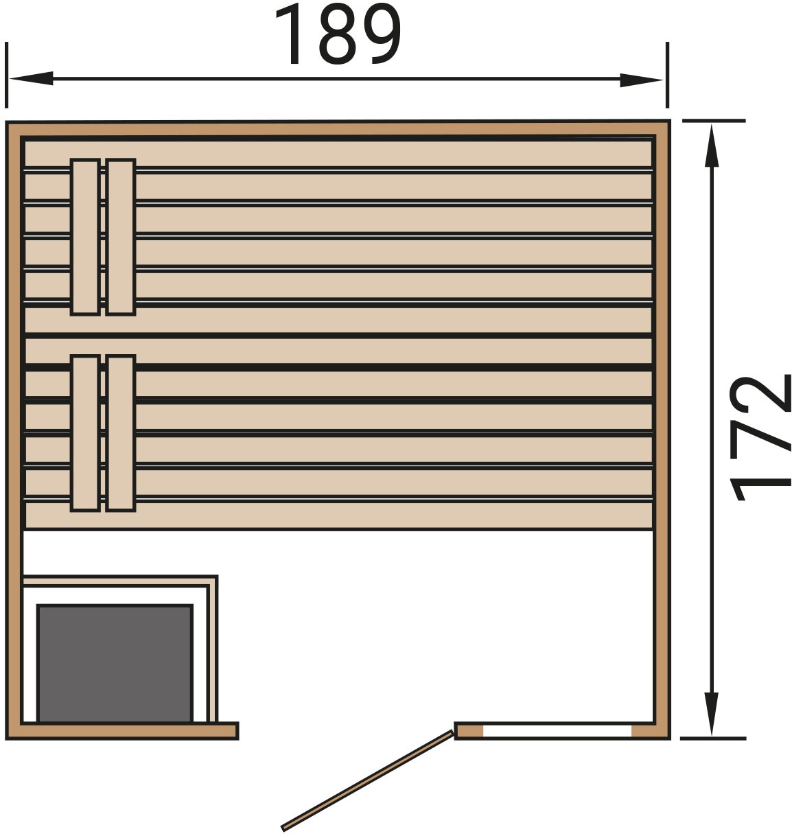 weka Sauna »Massivholzsauna VALIDA PLUS«, Blockbohlen, Fensterelement, moderne Ganzglastür
