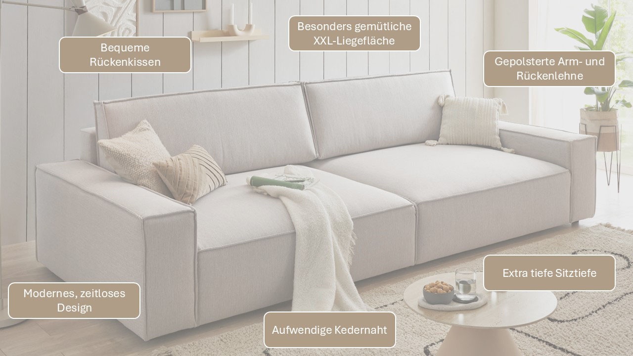 Thumbnail - Home affaire Big-Sofa "NEU: SHERWOOD XXL, Big-Sofa (316cm), extra tiefe Sitzfläche 95 cm" bequemer Sitzkomfort, Cord u. ...