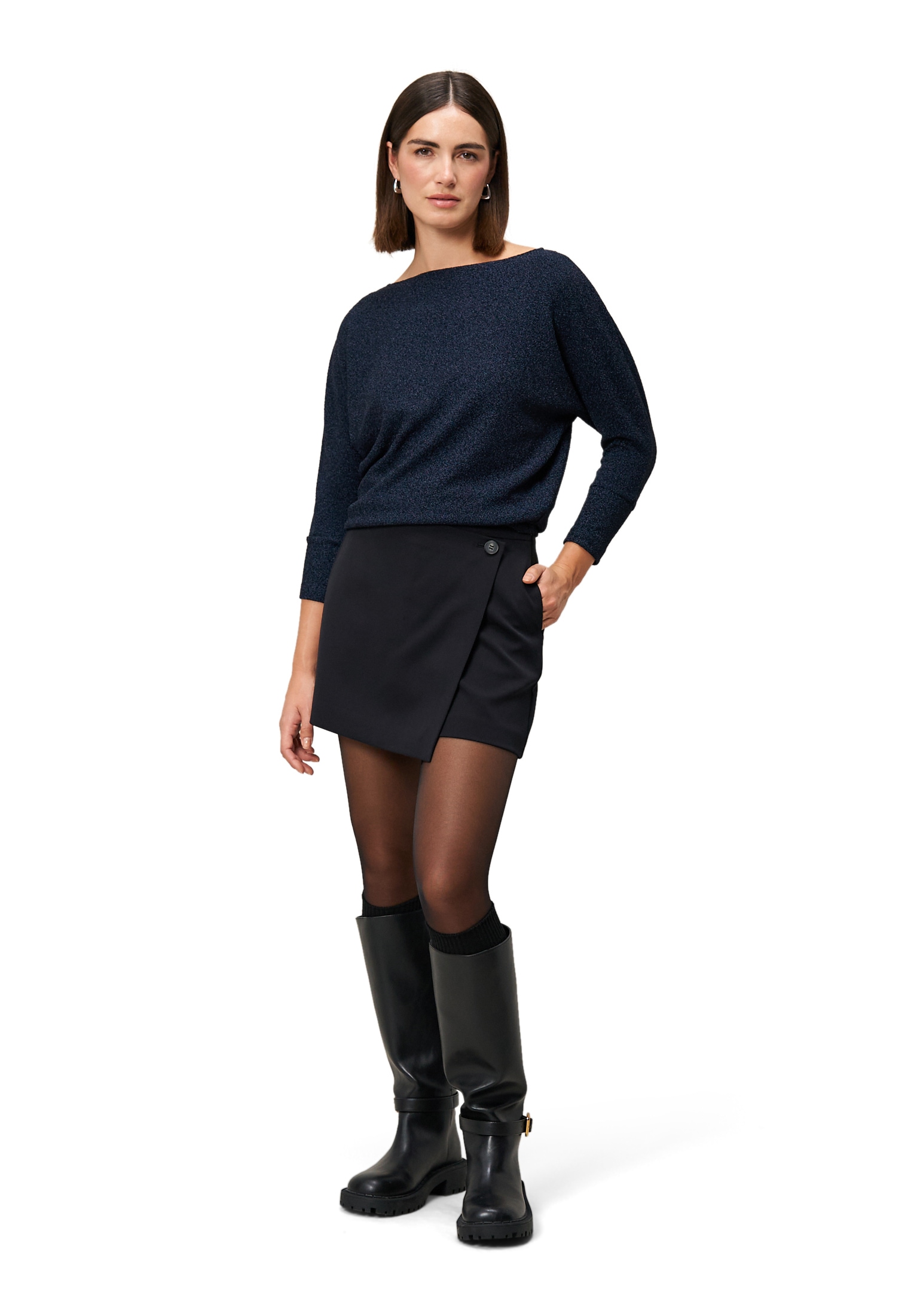 Zero Kurzarmshirt »Damen Glitzershirt mit U-Boot Ausschnitt« 1 Stk. tlg. Plain/ohne Details