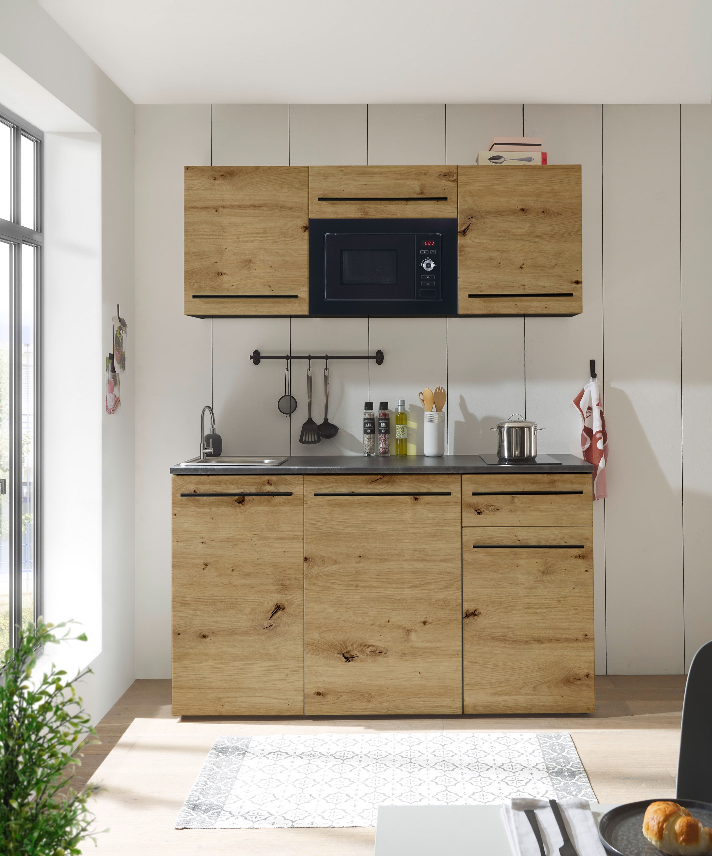 BASIC by Balculina Pantryküche "Jazz Singleküche" Breite 160 cm, wahlweise günstig online kaufen