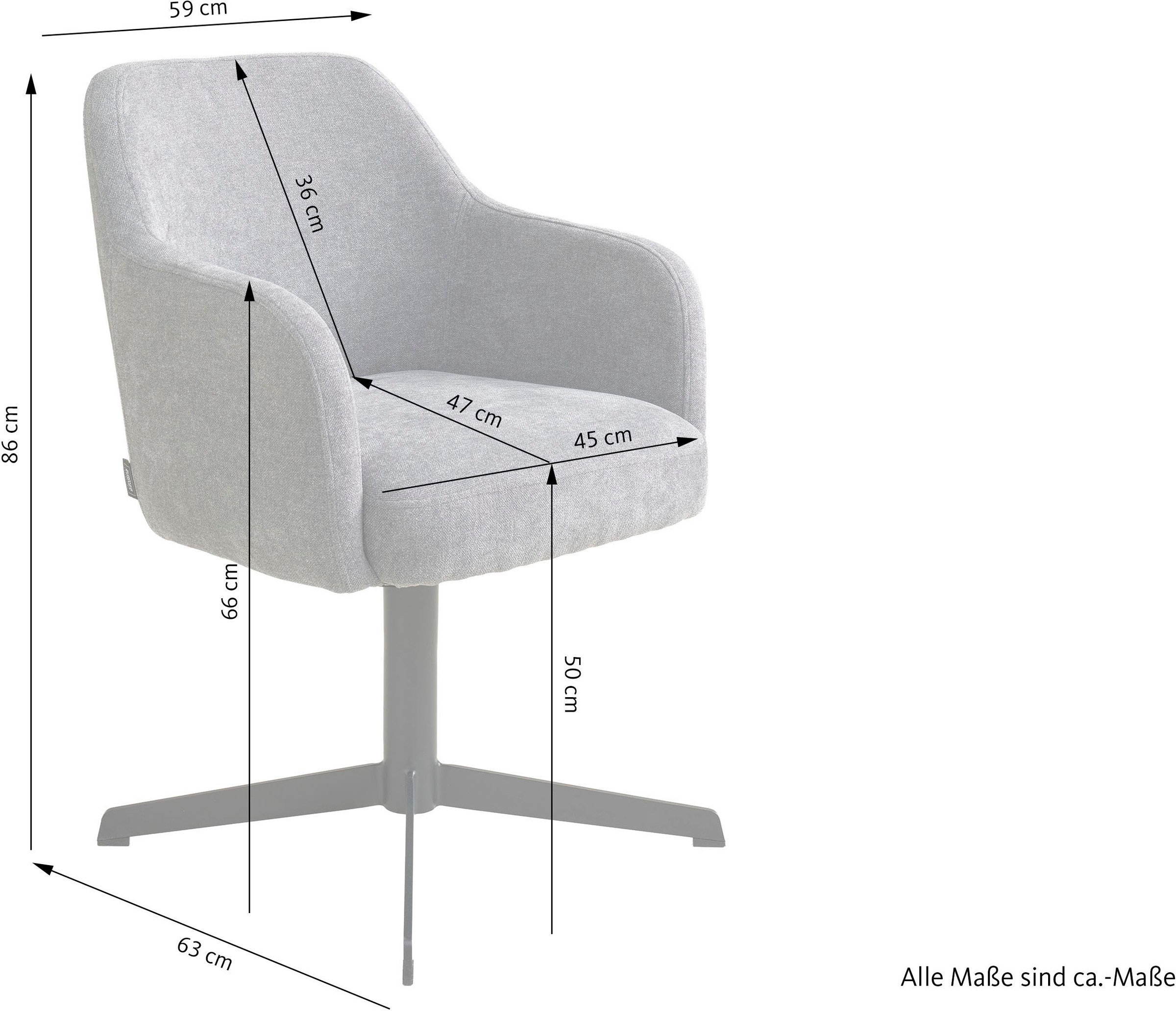 SCHÖNER WOHNEN-Kollektion Esszimmerstuhl »MARLOY, 360° drehbar mit Rückholfunktion« () 1 Stk.mit Taschenfederkern, Bezug Webstoff, Untergestell pulverbeschichtet